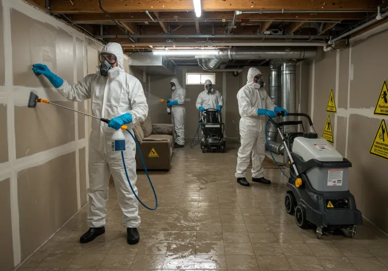 Basement Moisture Removal and Structural Drying process in El Negro, PR